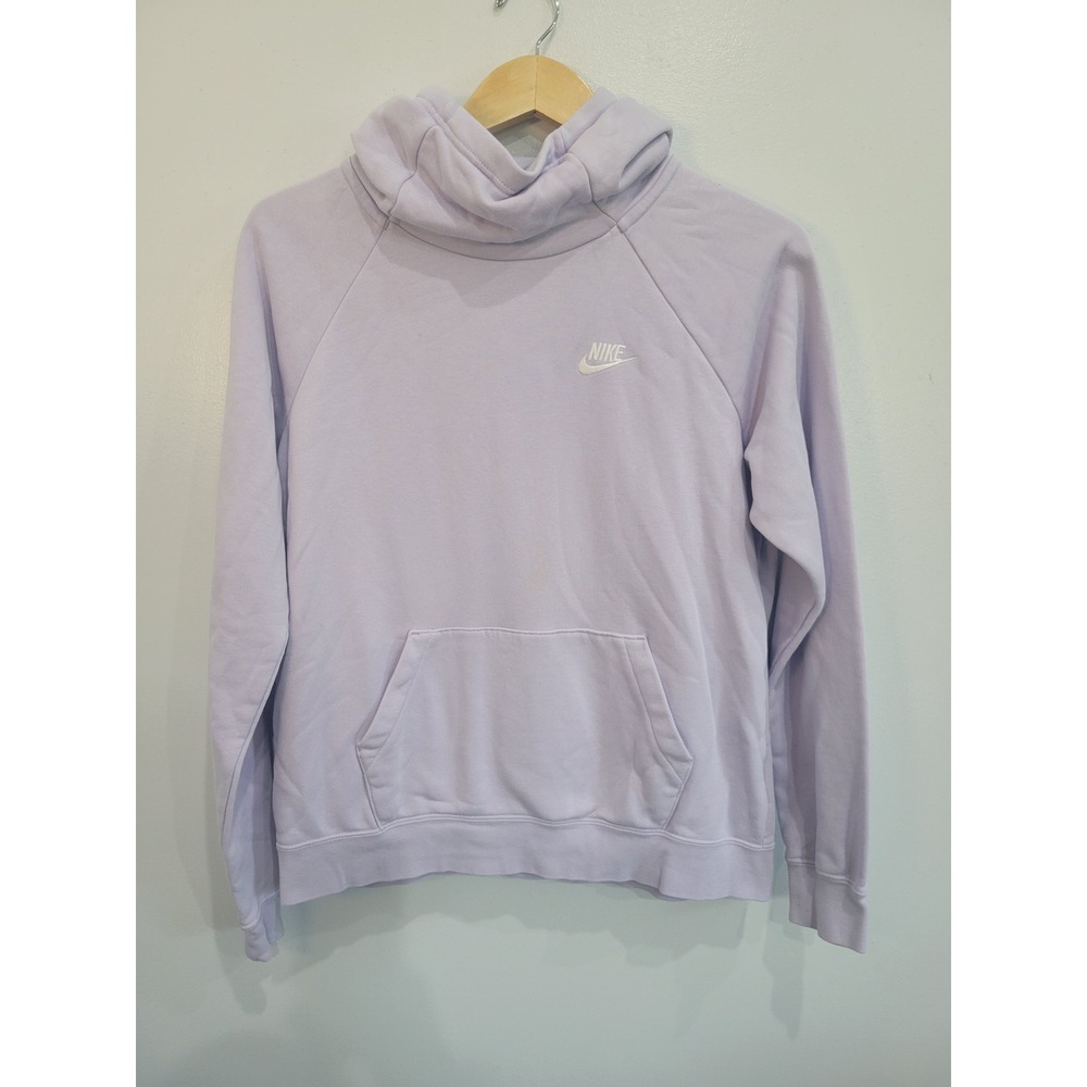 Nike Womens Funnel Neck Hoodie Lavender Purple Fleece‎ Pullover Medium Logo